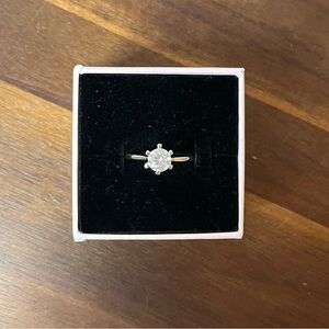 18KRGP Solitaire Ring Size 9 18K White Gold Rolled Gold Plate RoundCZ Engagement